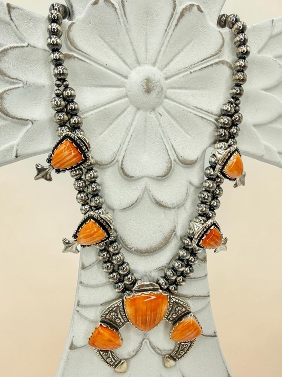 Carolyn Pollack Jewelry - Carolyn Pollack Relios 925 Spiny Oyster Squash Blossom Necklace 18”-20” 131 gram